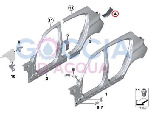 Reinforcement plate, C-pillar, right