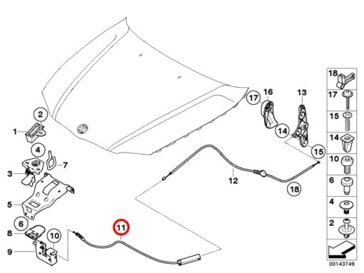 Hood Release Cable - Front