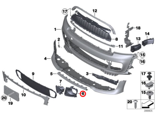 JCW Front Bumper Fog Light Grille - Right