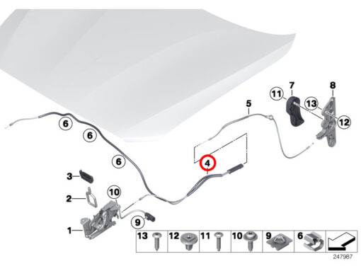 Front Hood Release Bowden Cable